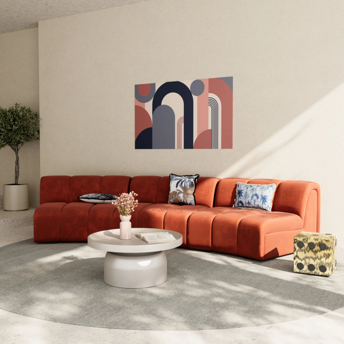 Chauffeuse d angle pour canap  modulable en velours ocre H l ne