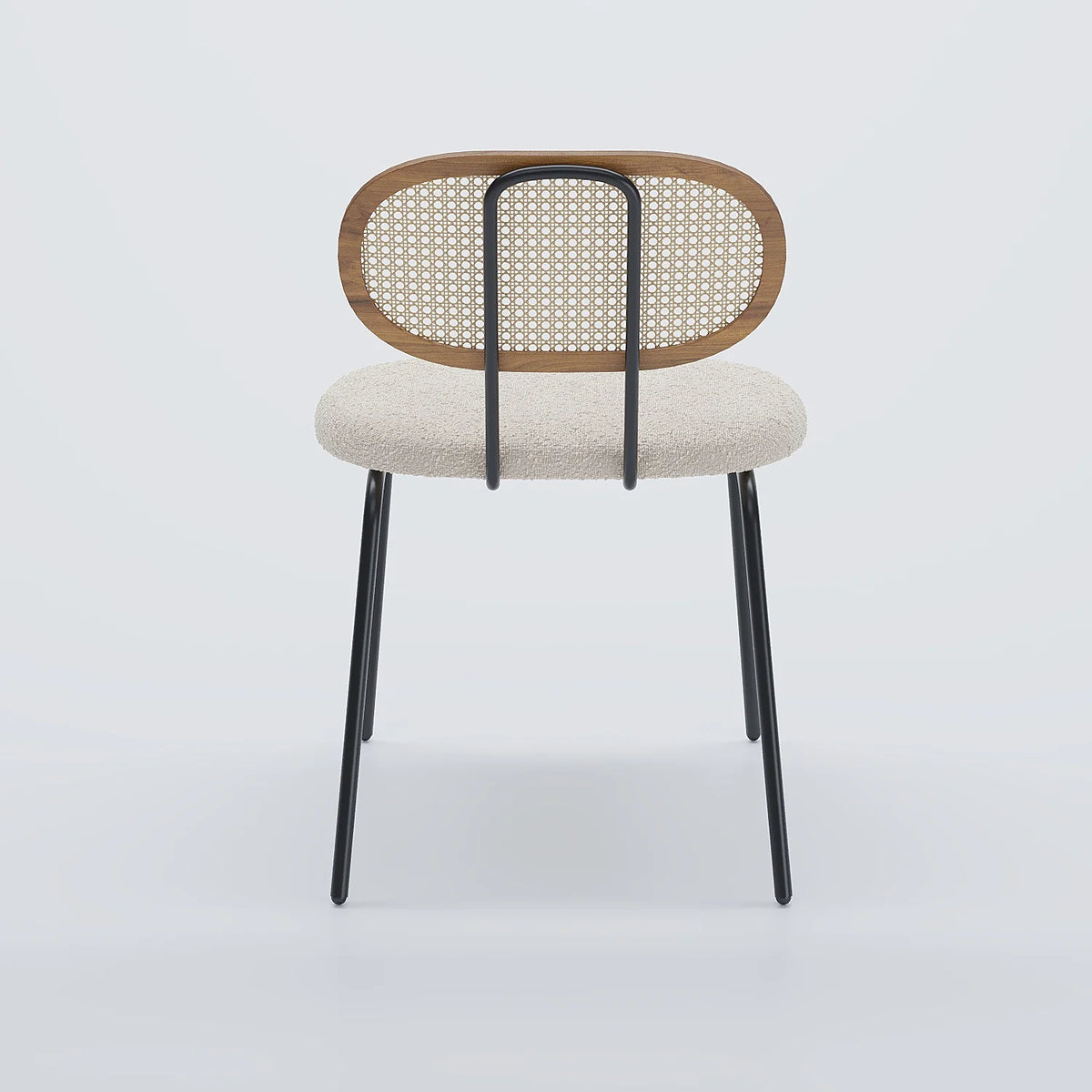Lot de 2 chaises cannage et tissu boucl  blanc Gabrielle