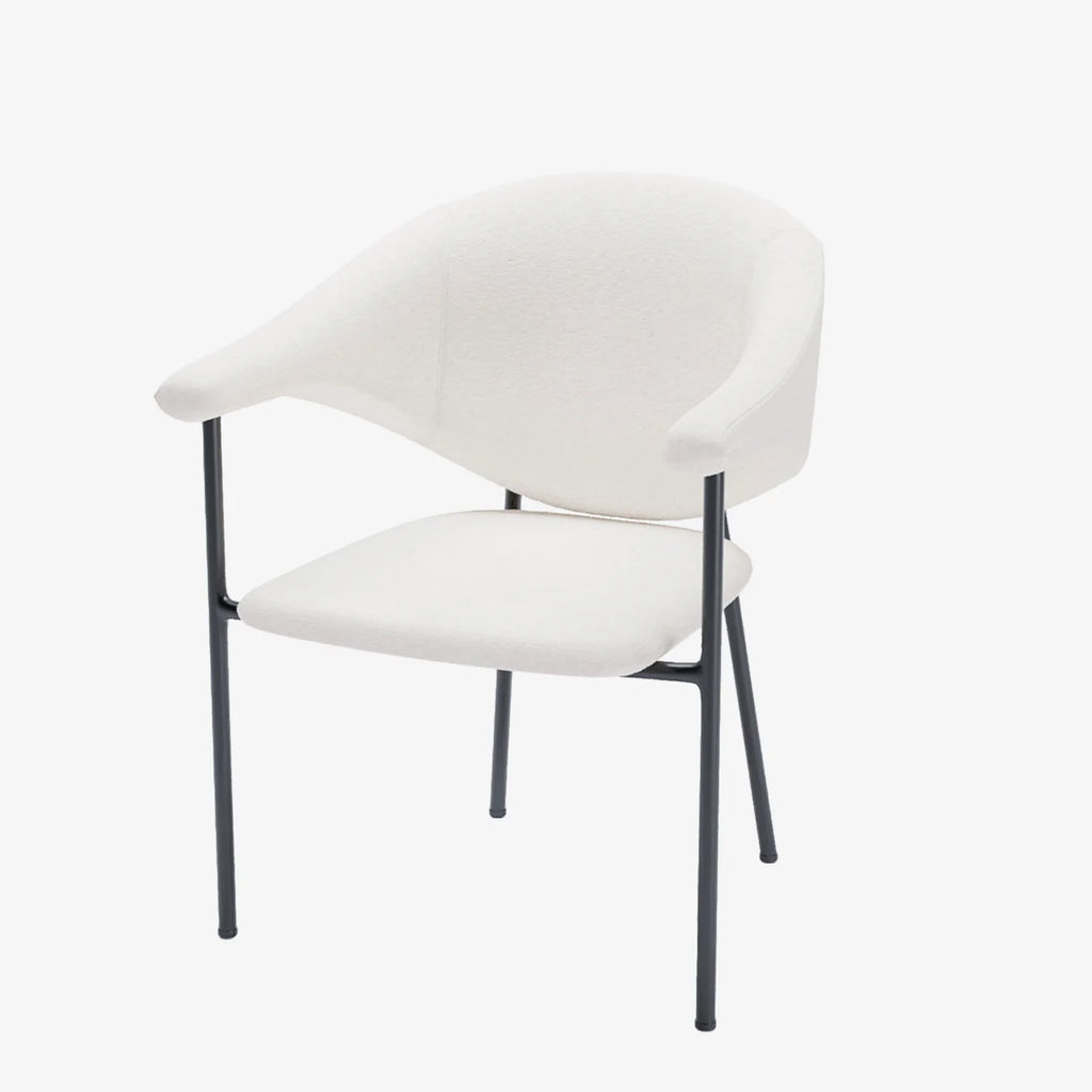 Lot de 2 chaises avec accoudoir design en velours blanc cr me Jeanne