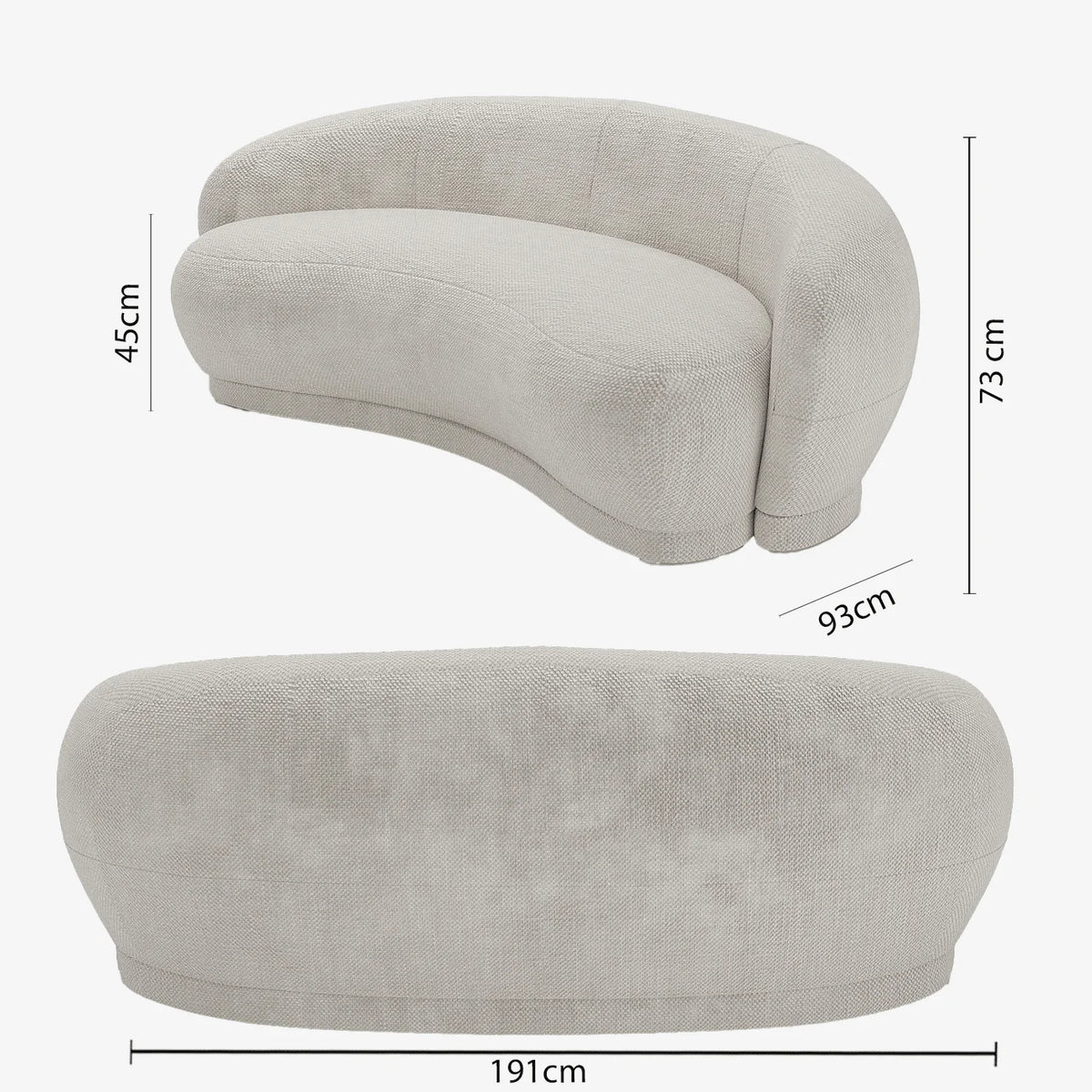 Canap  3-4 places en tissu chenille cr me Bianca