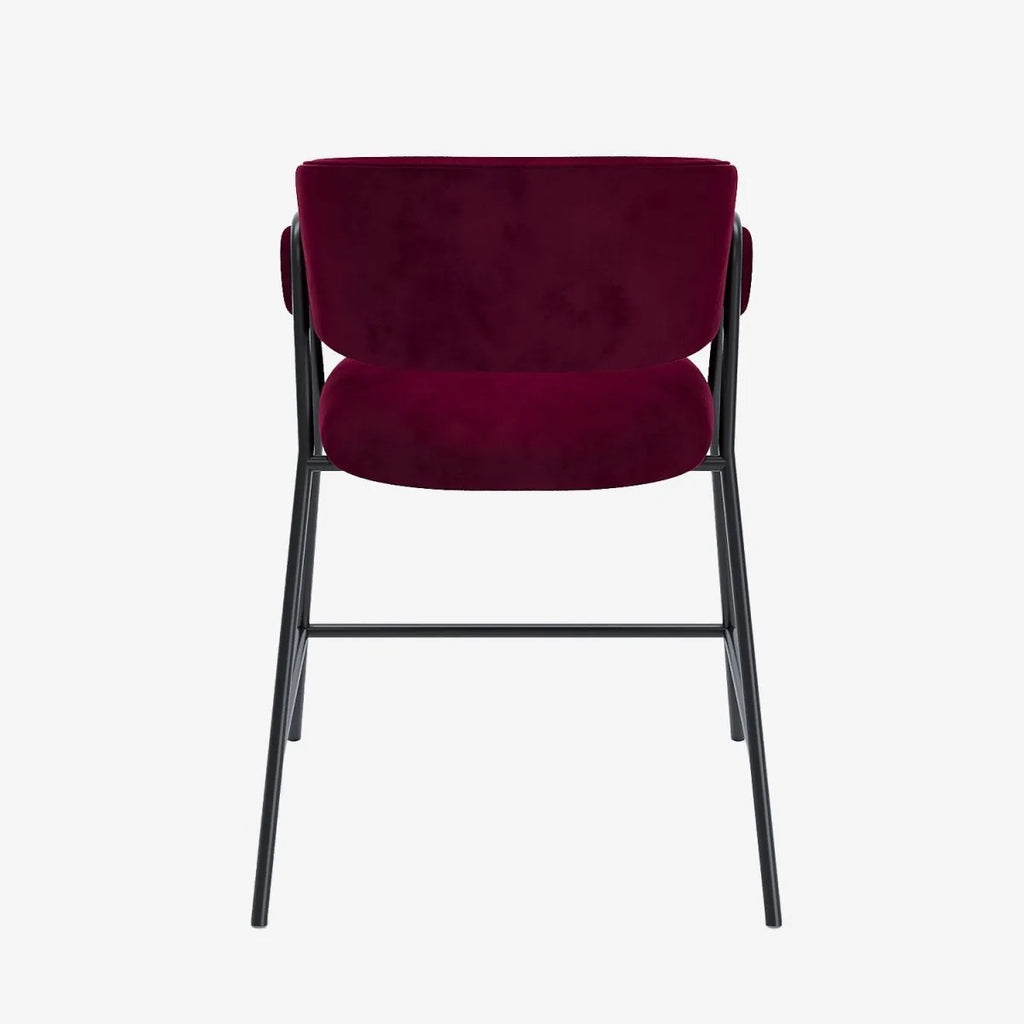 Lot de 2 tabourets de bar avec dossier, velours bordeaux Bonnie