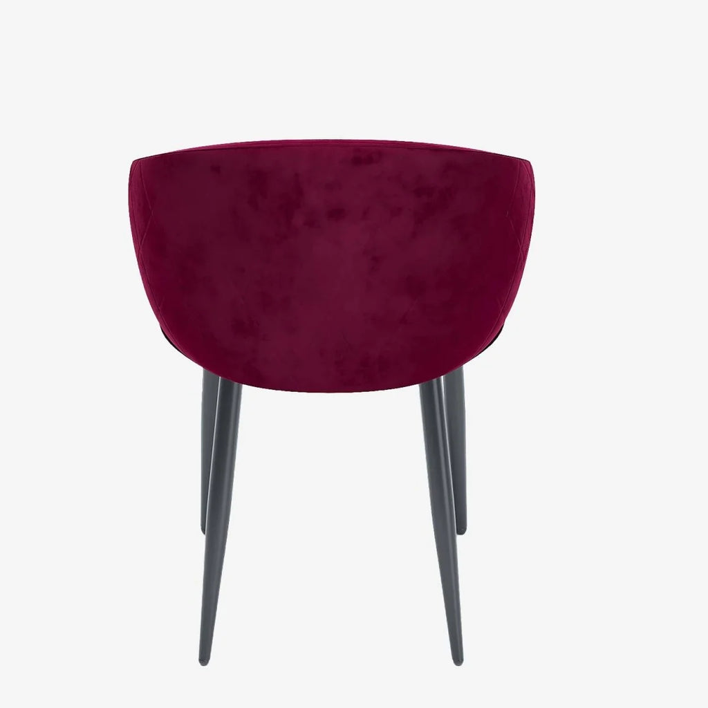 Paire de fauteuils de table design en velours bordeaux Eug nie