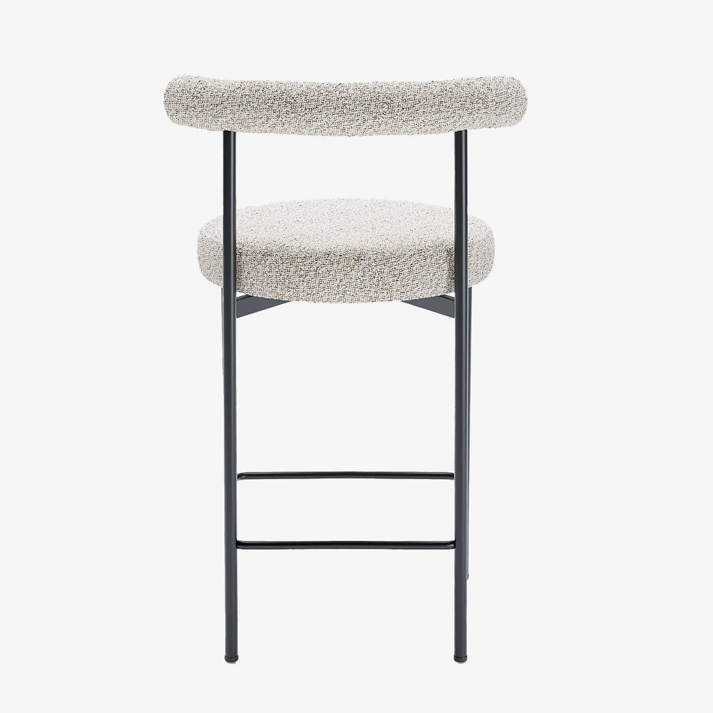 Lot de 2 chaises de bar bouclette grise et blanche Charlotte