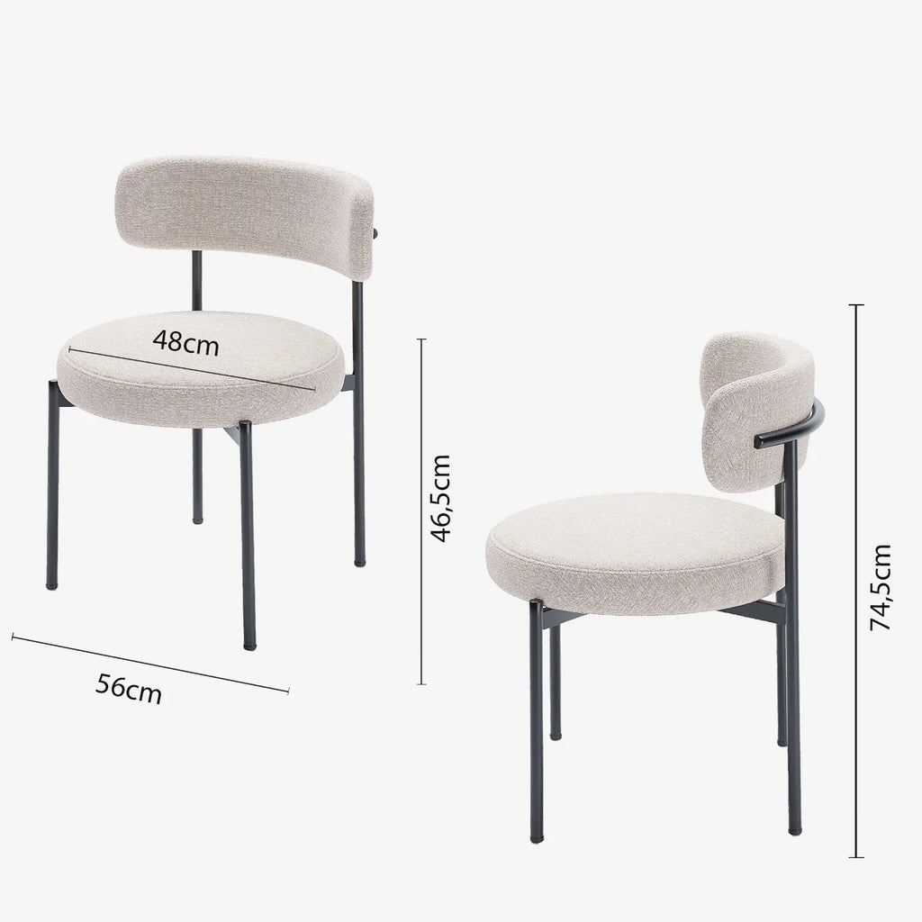Lot de 2 chaises de table velours cr me Scarlett