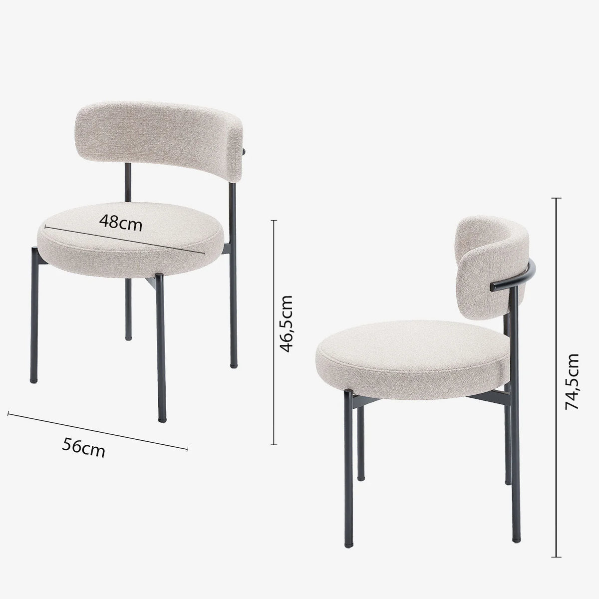 Lot de 2 chaises de table velours cr me Scarlett
