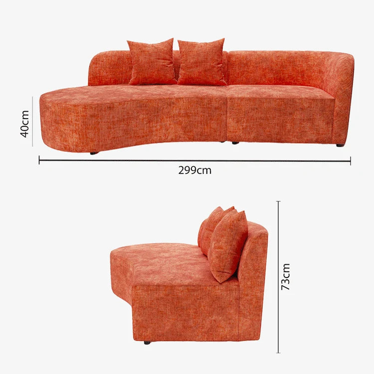 Canap  sectionnel incurv  3-4 places en velours ocre Alba