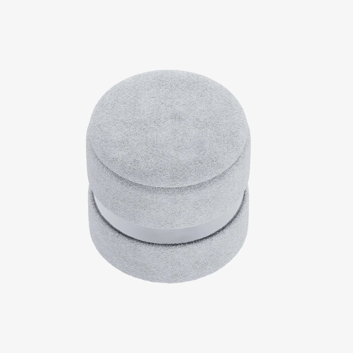 Pouf rond en tissu et métal avec rangement