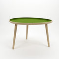 Table basse en bois et peinture céramique vert kaki