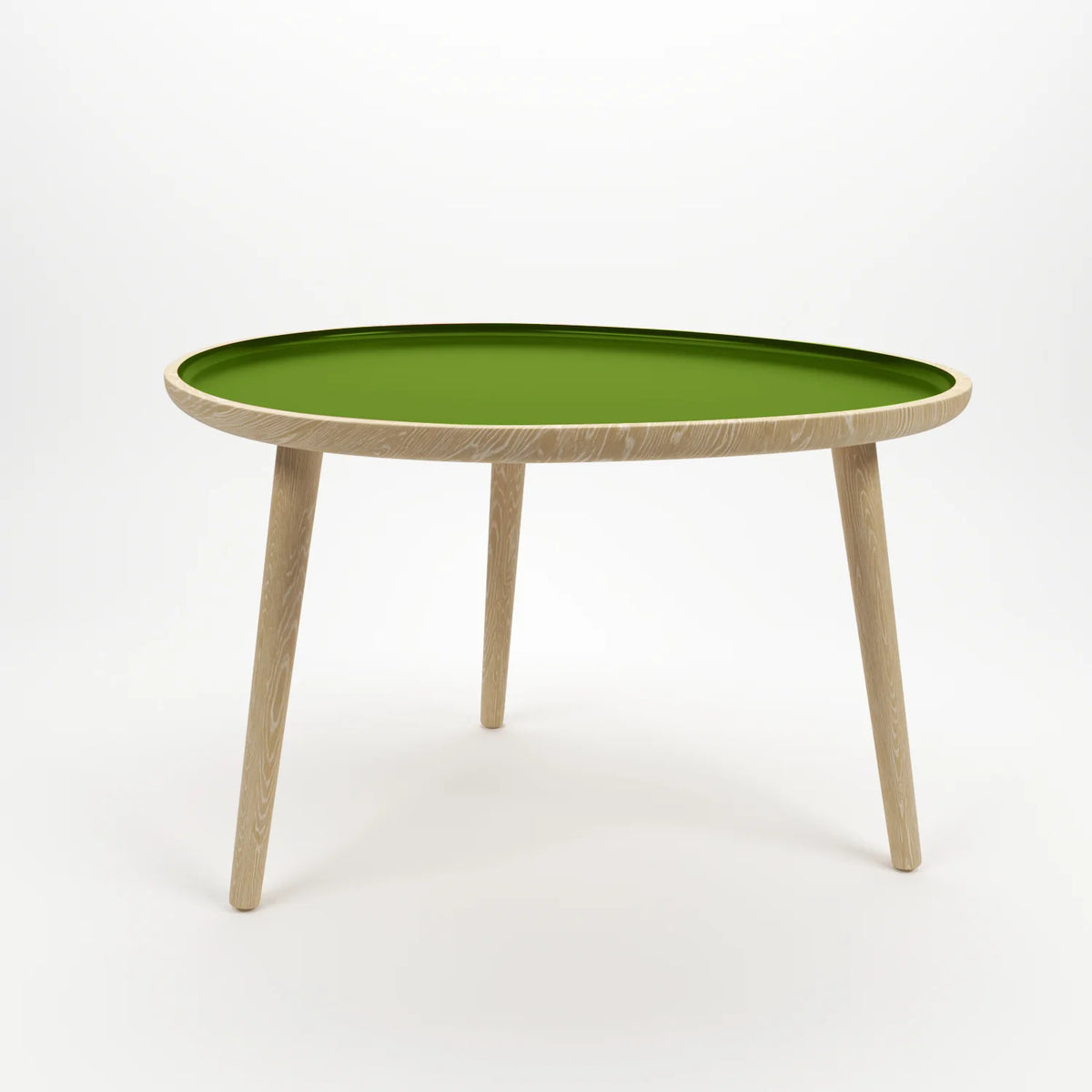Table basse en bois et peinture céramique vert kaki