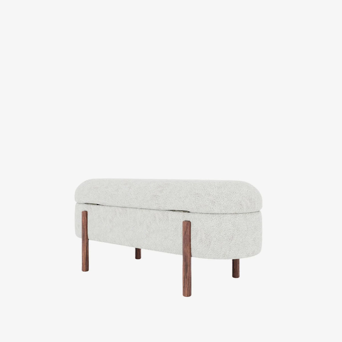 Marianne   Banc coffre de rangement en tissu boucl  cr me