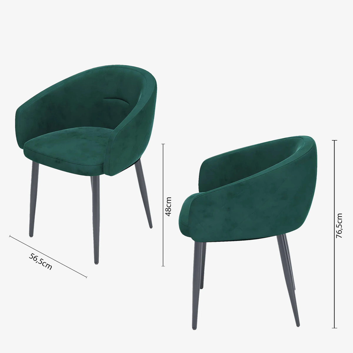 Paire de fauteuils de table design velours vert Eug nie