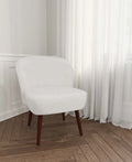 Petit fauteuil de salon, blanc effet laine bouclée
