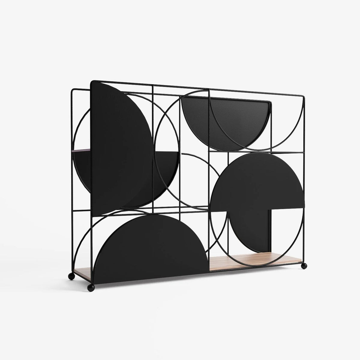 Porte-revues en bois et métal noir