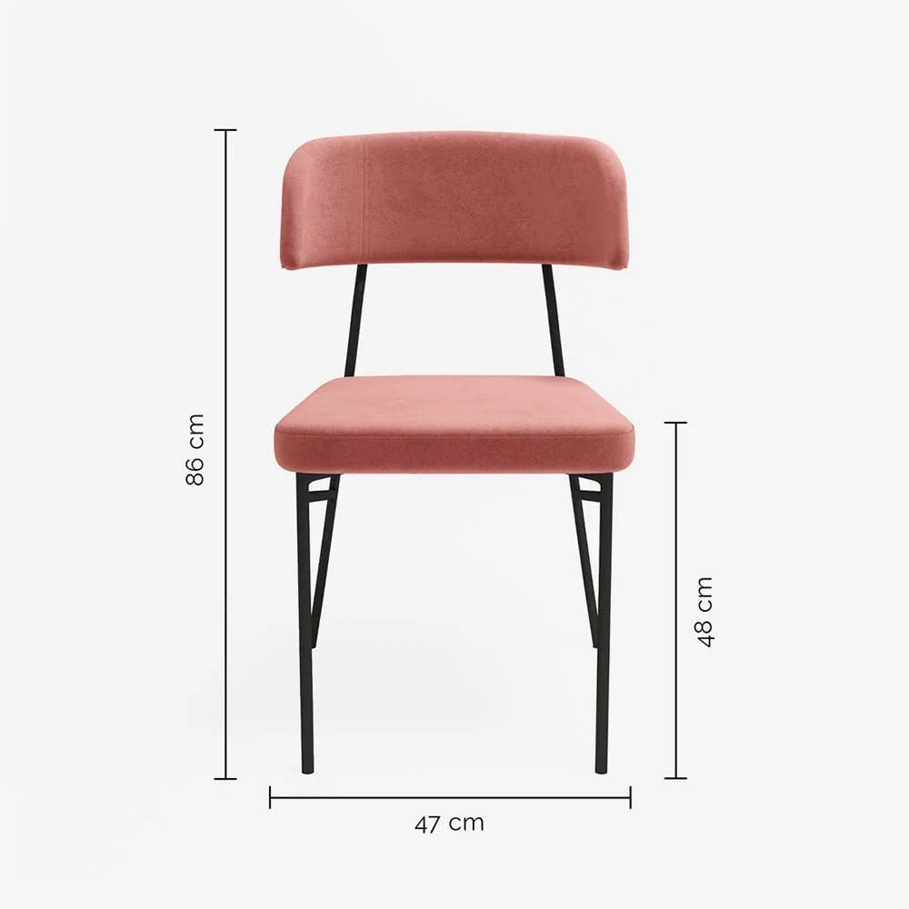 Lot de 2 chaises en velours rose vintage