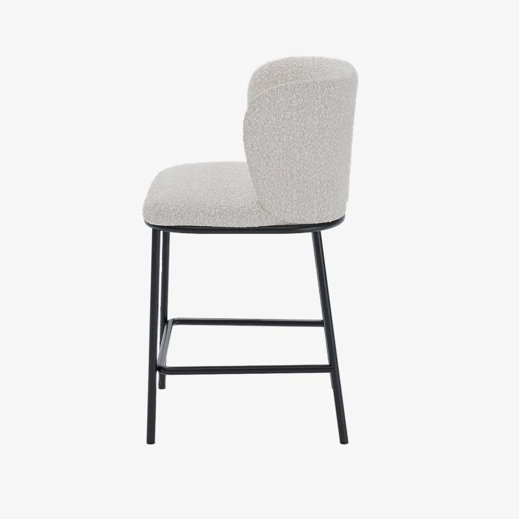 Lot de 2 tabourets de bar tissu boucl  blanc C sar