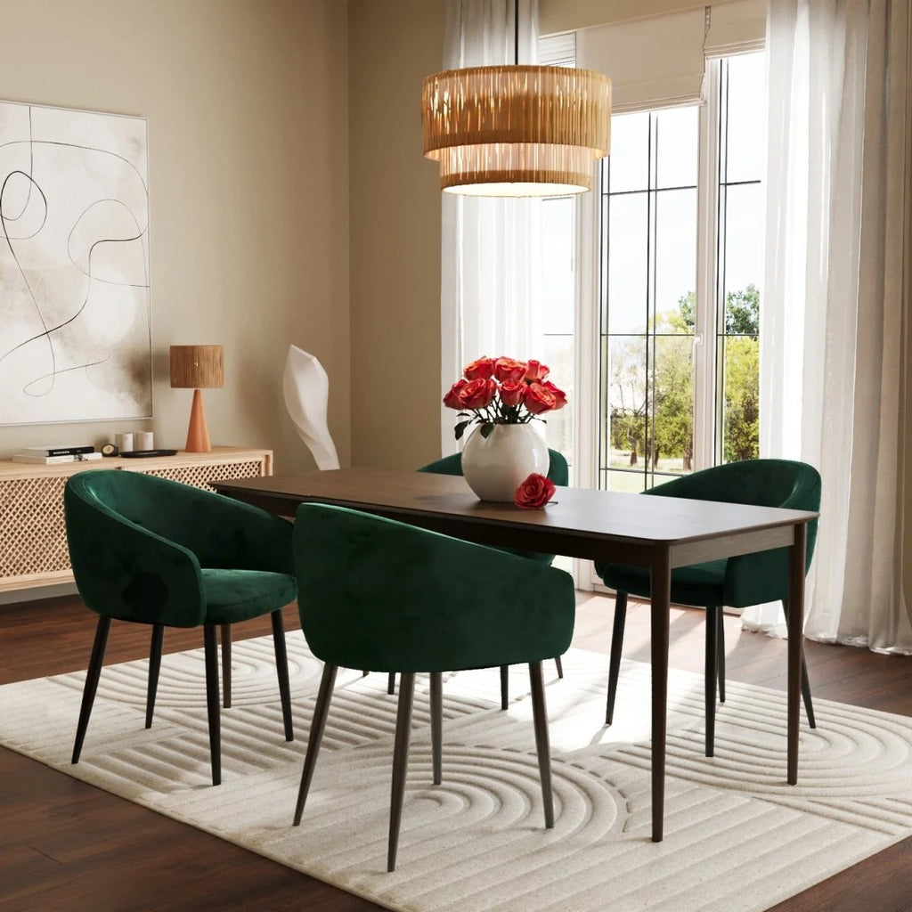 Paire de fauteuils de table design velours vert Eug nie