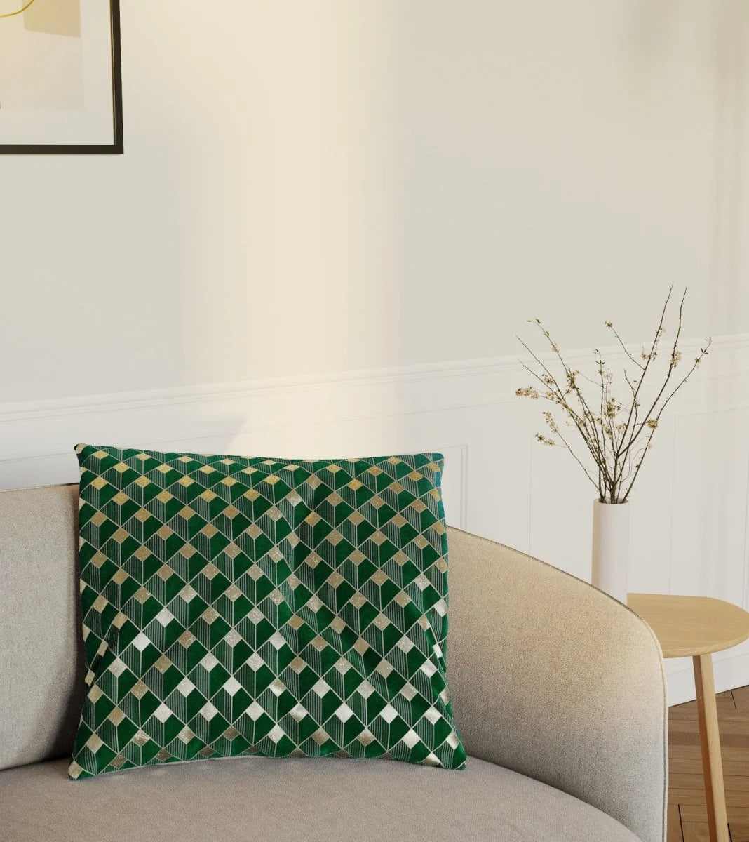 Coussin en velours vert sapin 45x45cm