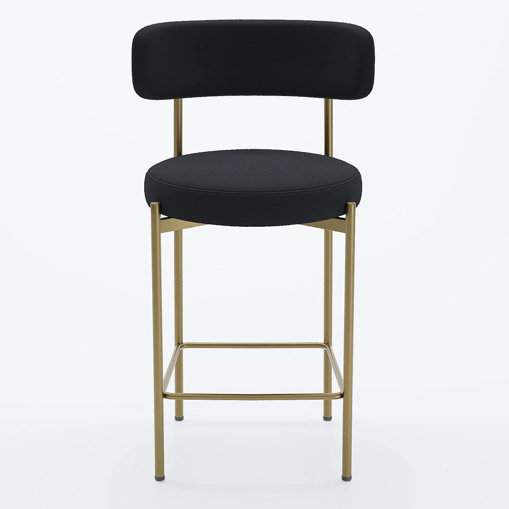 Lot de 2 tabourets de bar velours noir Agathe