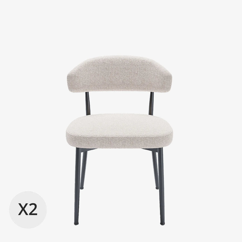 Lot de 2 chaises de salle   manger en velours cr me & m tal noir Mona