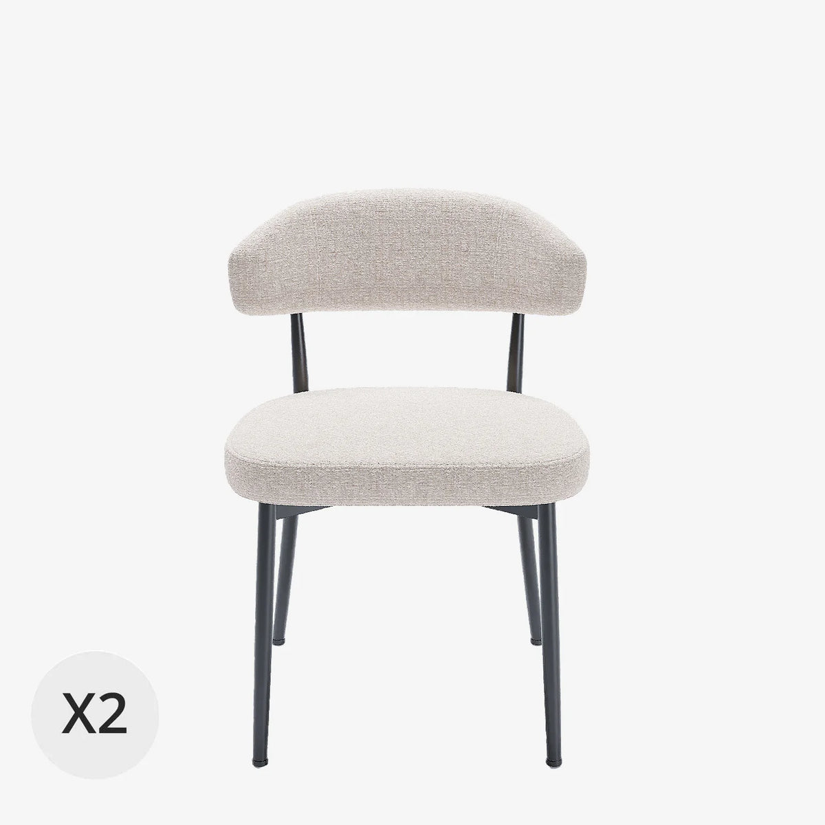 Lot de 2 chaises de salle   manger en velours cr me & m tal noir Mona