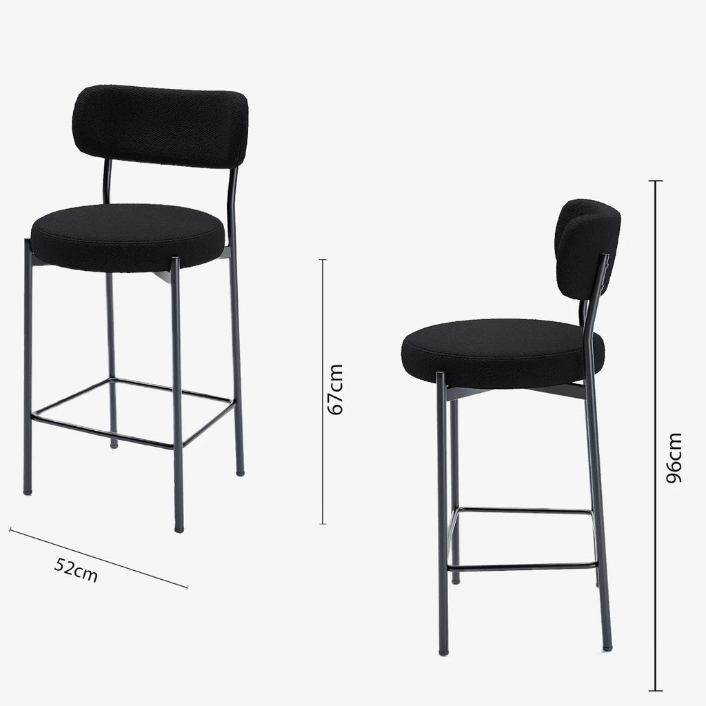Lot de 2 fauteuils de bar bouclette grise anthracite Lili