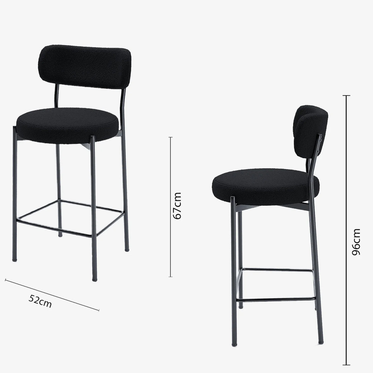 Lot de 2 fauteuils de bar bouclette grise anthracite Lili