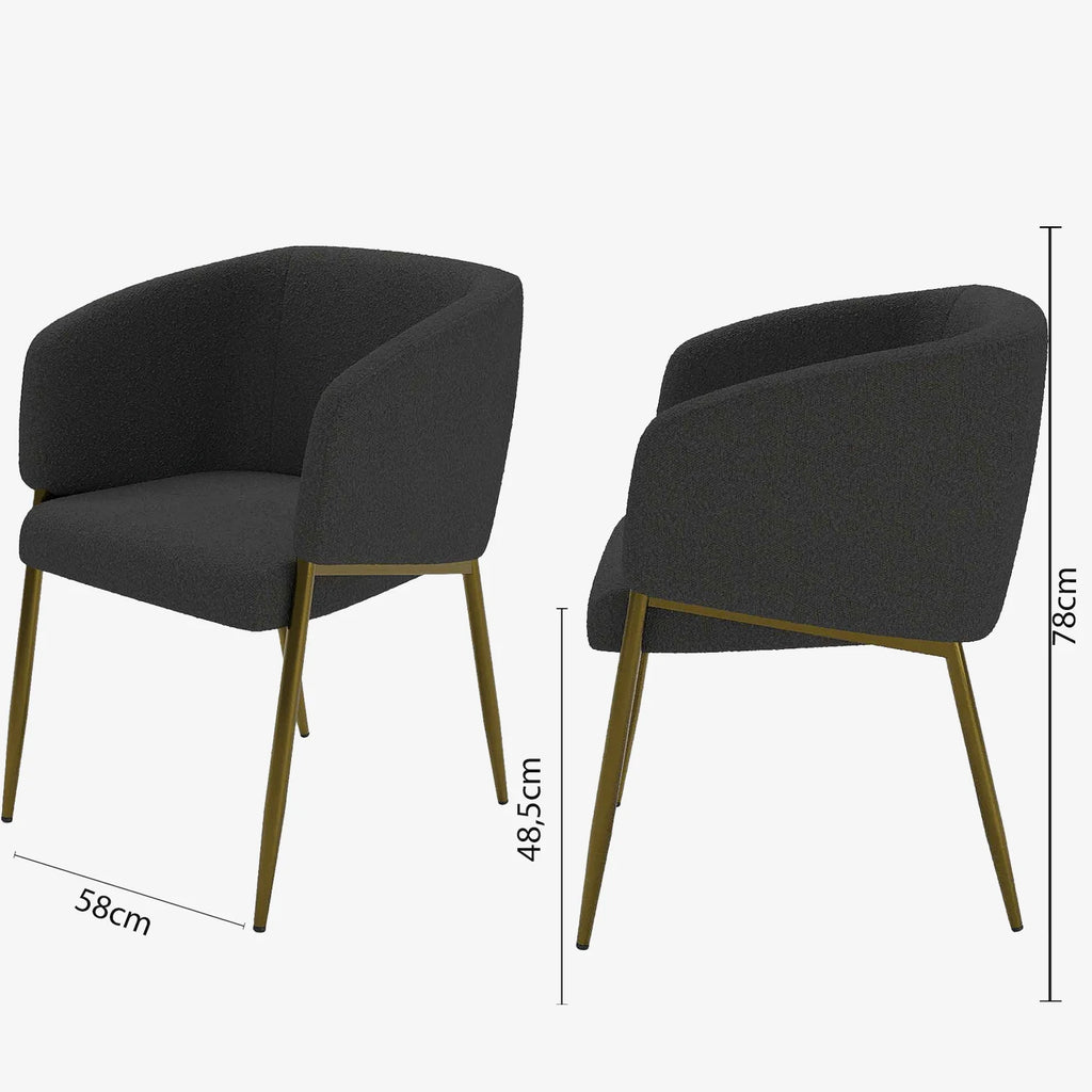 Fauteuil de salle   manger bouclette gris fonc  Basile