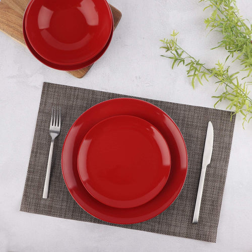 18-Piece Stoneware Dinner Set for 6 People Flamboyant Red