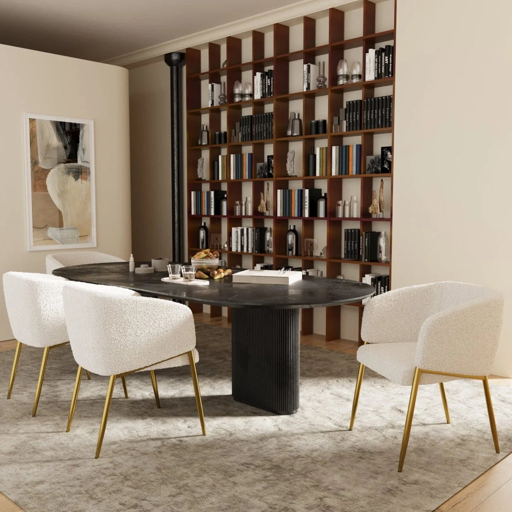 Fauteuil de salle   manger bouclette blanche Basile