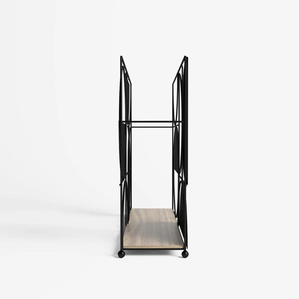 Porte-revues en bois et métal noir