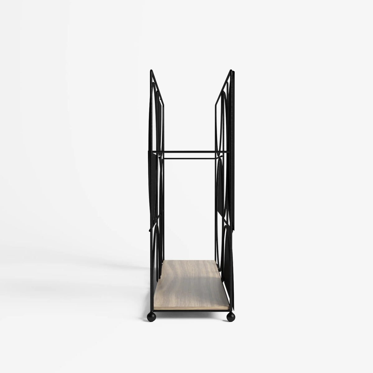 Porte-revues en bois et métal noir