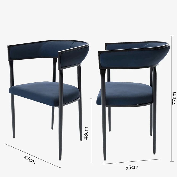 Chaise de salle   manger design dossier arrondi velours bleu marine Aurore