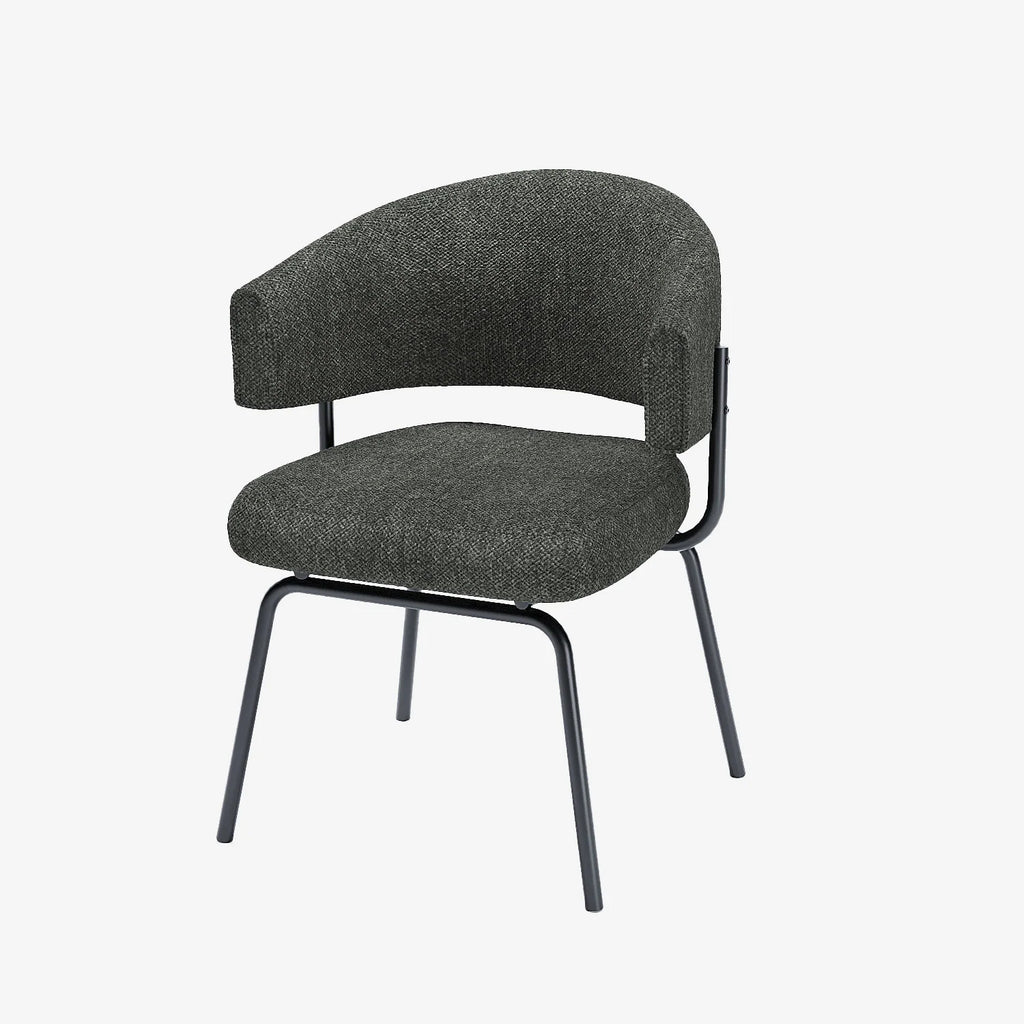 Lot de 2 chaises avec accoudoir tendance en tissu chenille gris-anthracite Silva