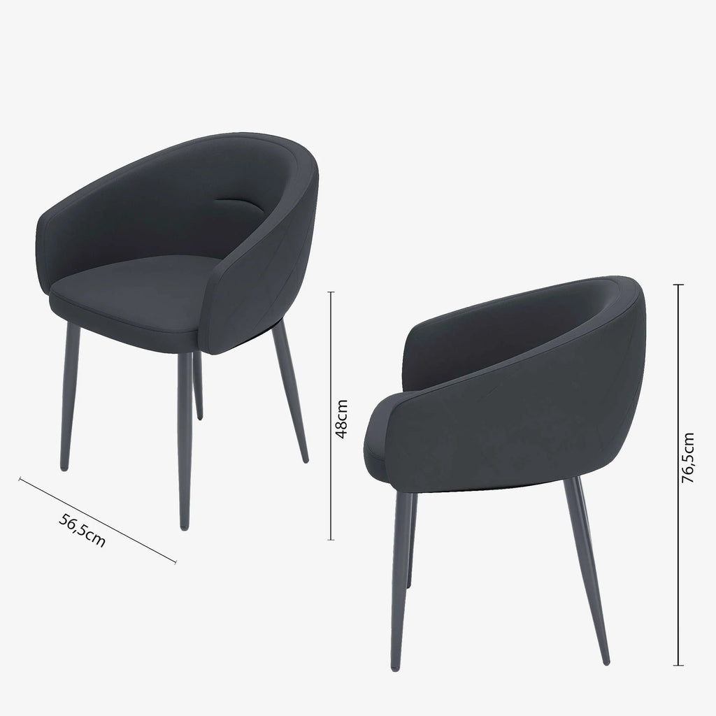 Paire de fauteuils de table design velours noir Eug nie