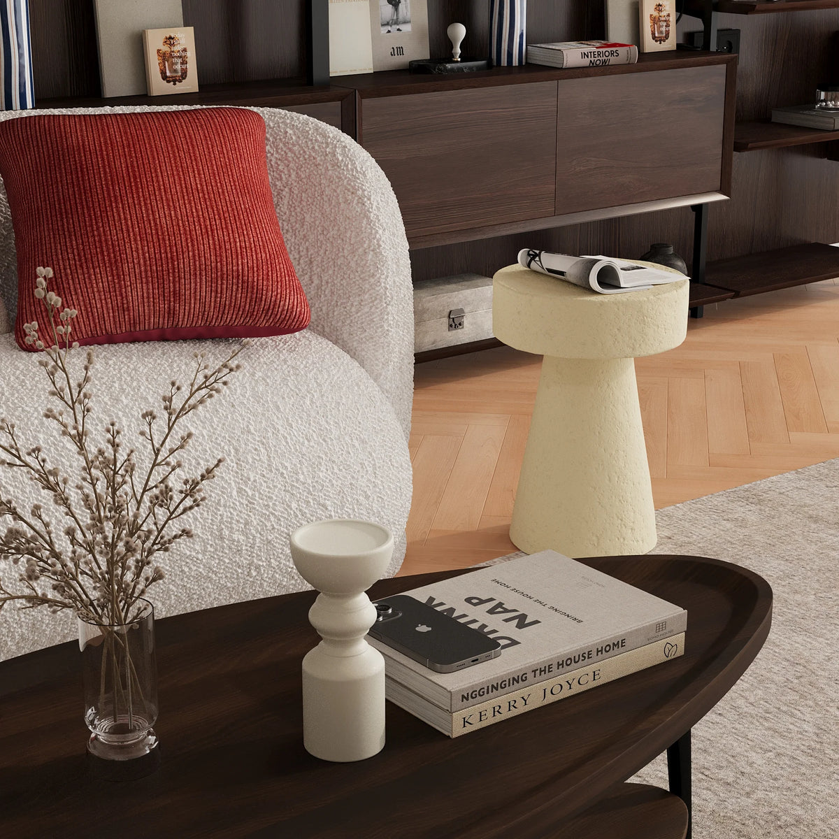 Set de 3 bougeoirs bois design, Boston coloris cr me