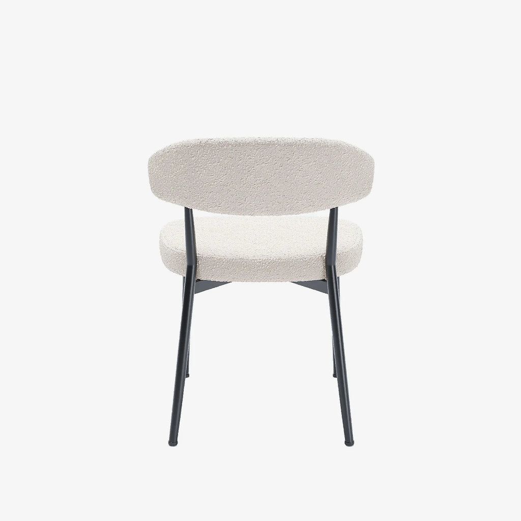 Lot de 2 chaises de salle   manger en tissu bouclette blanche & m tal noir Mona
