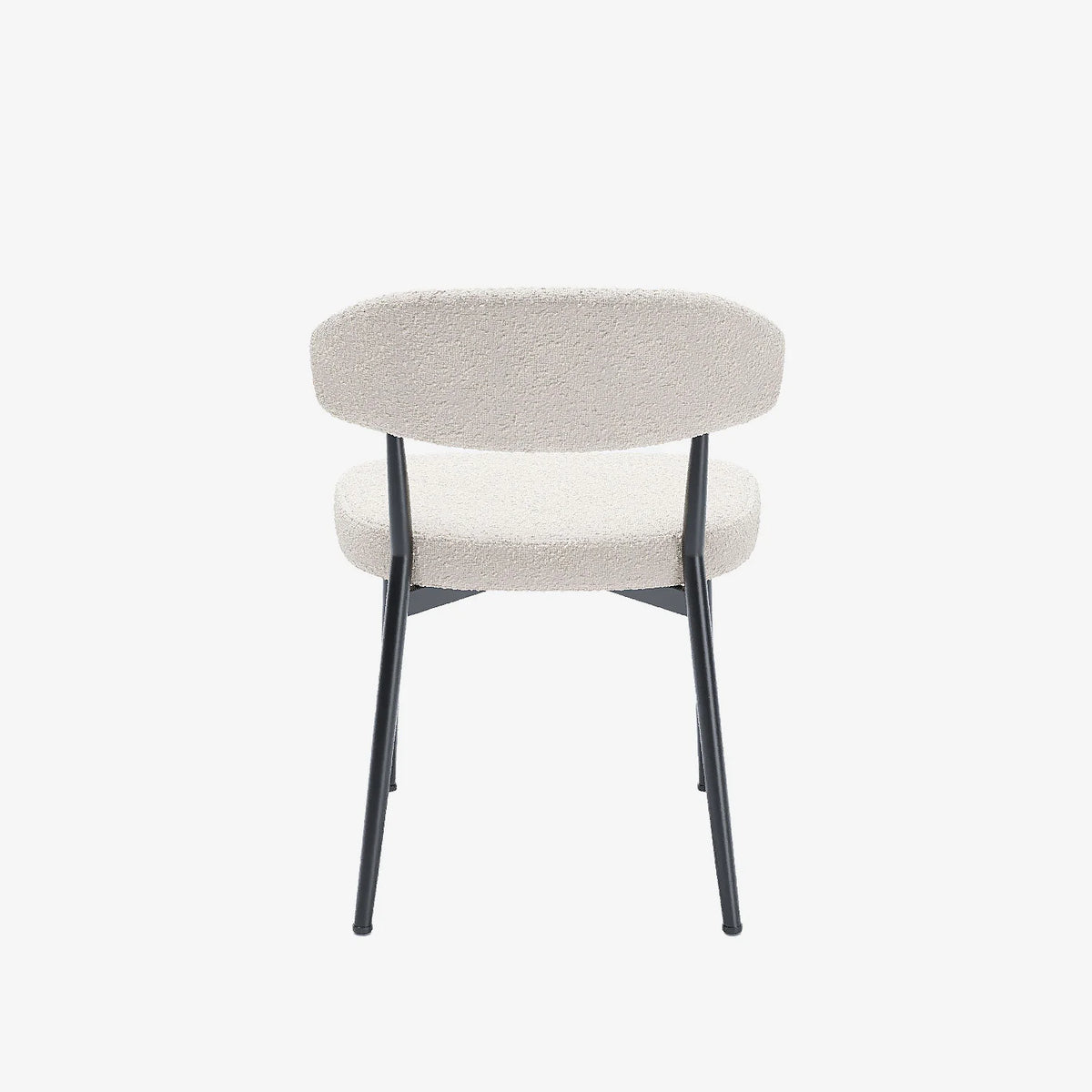 Lot de 2 chaises de salle   manger en tissu bouclette blanche & m tal noir Mona