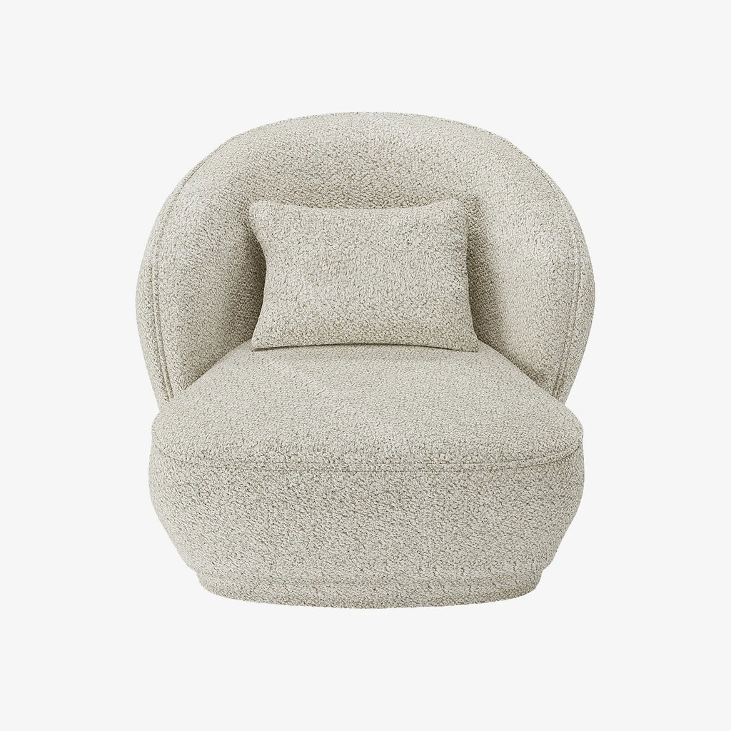 Fauteuil design boucl  beige Pablo