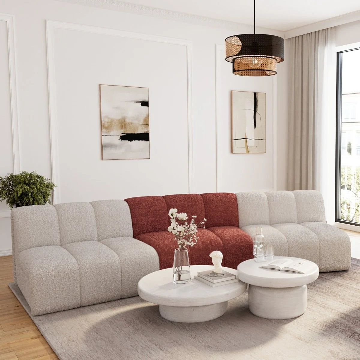 Chauffeuse d angle pour canap  modulable en tissu bouclette rose H l ne