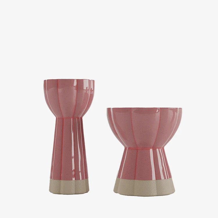 Set de 2 vases design vintage en c ramique rose Vienne