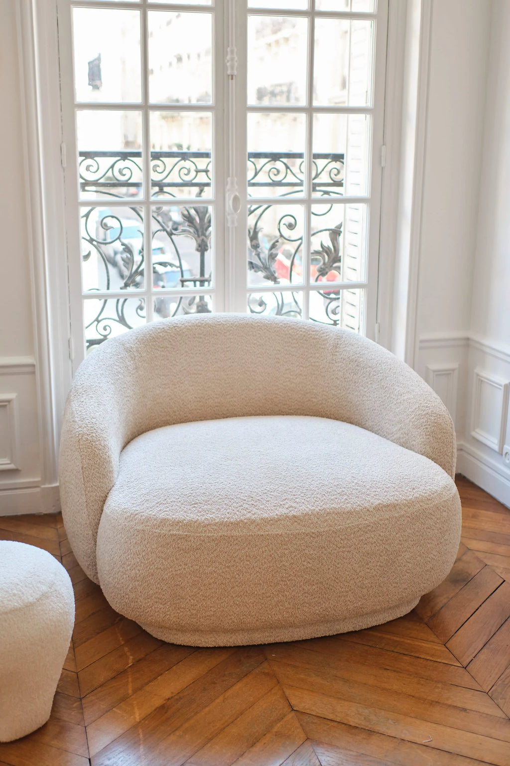 Loveseat Joshua - Fauteuil 2 places en tissu bouclette cr me