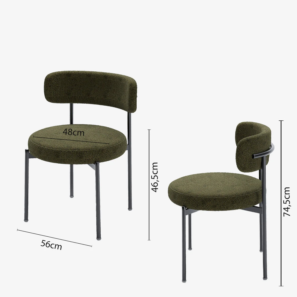 Lot de 2 chaises de table velours vert Scarlett