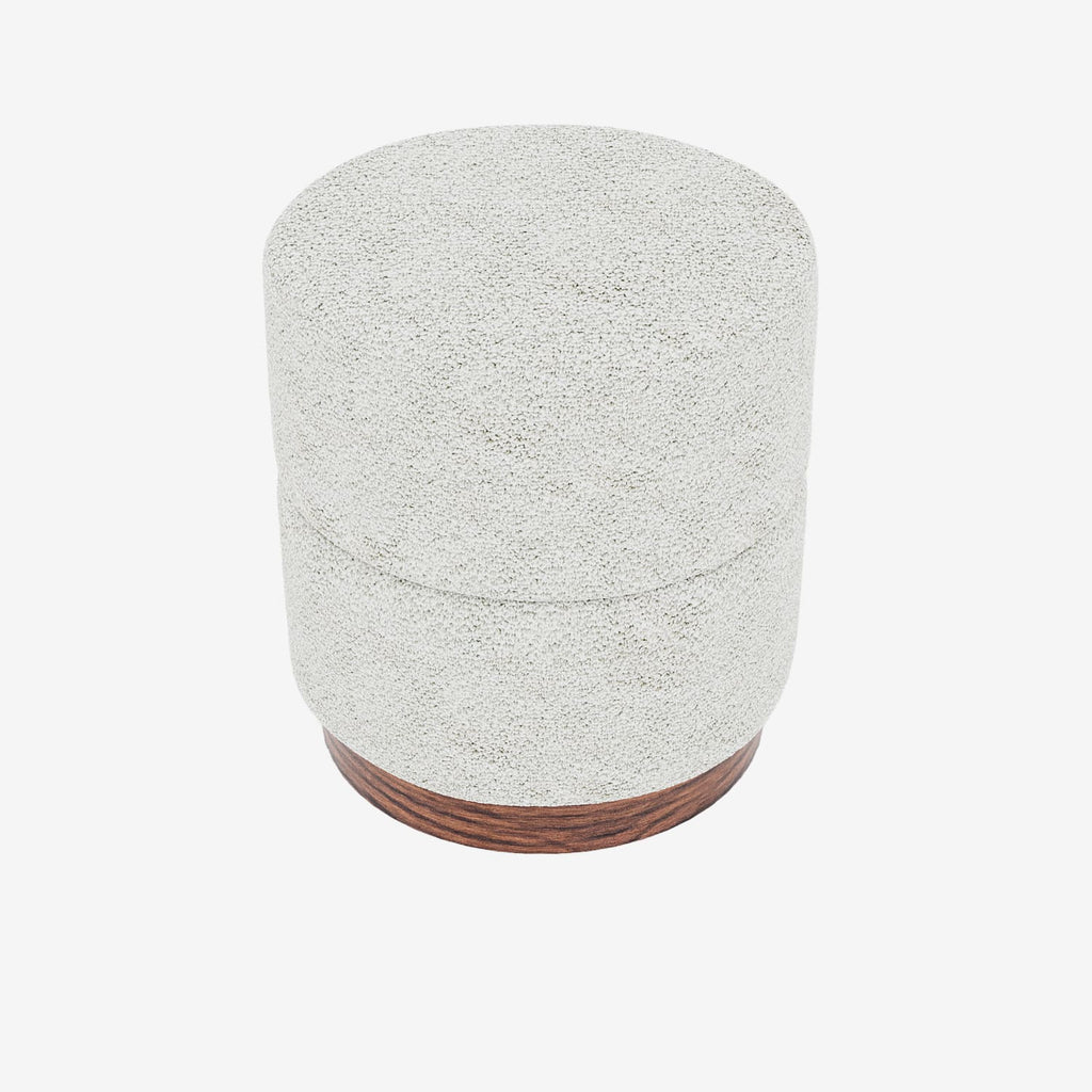 Auguste   Pouf cylindrique en bouclette cr me