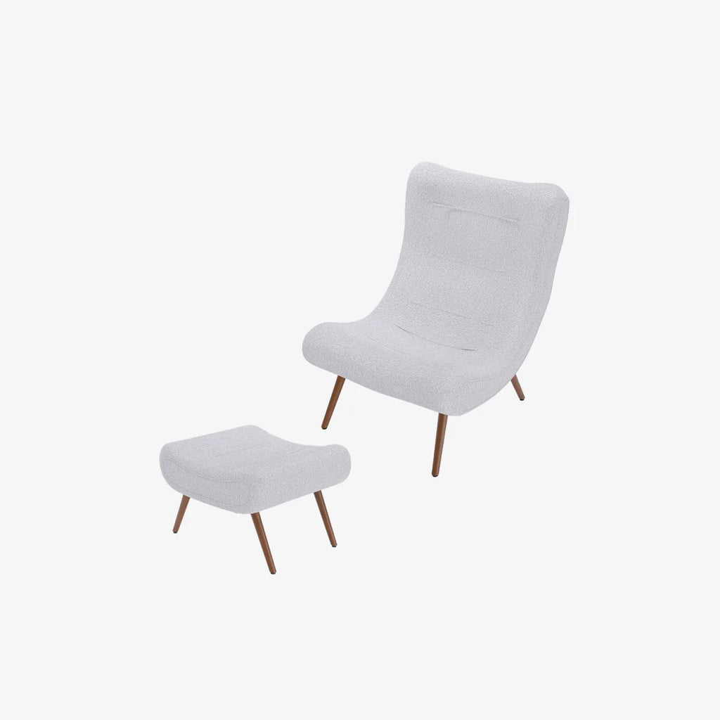 Fauteuil avec repose-pieds bouclé