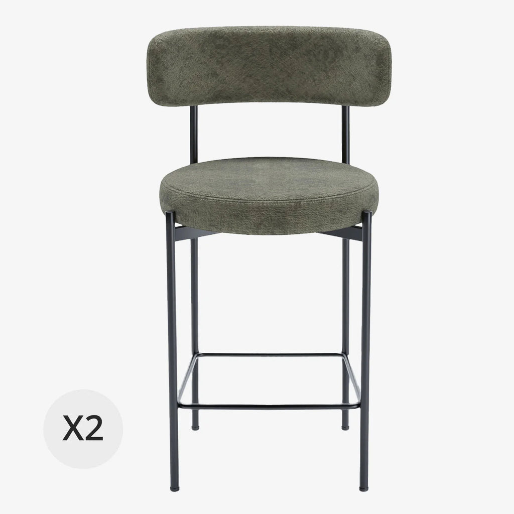 Lot de 2 tabourets de bar velours vert Agathe
