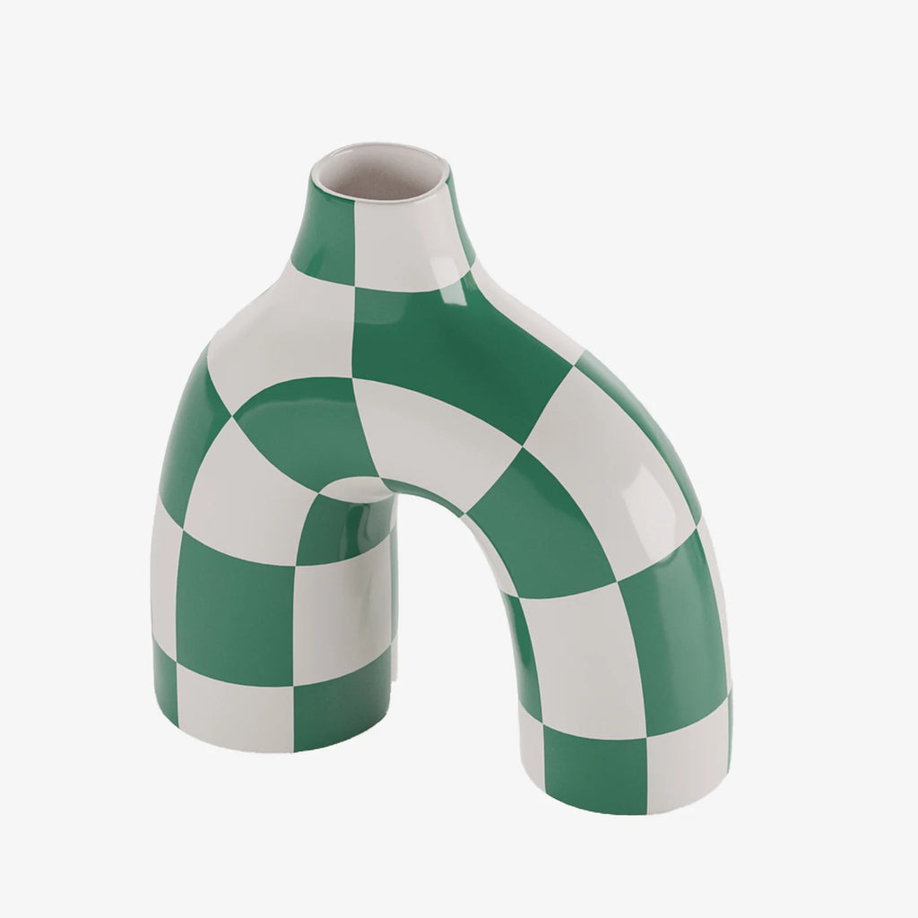 Phoenix - Vase art moderne   damier vert