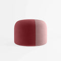 Pouf rond en velours bicolore rouge