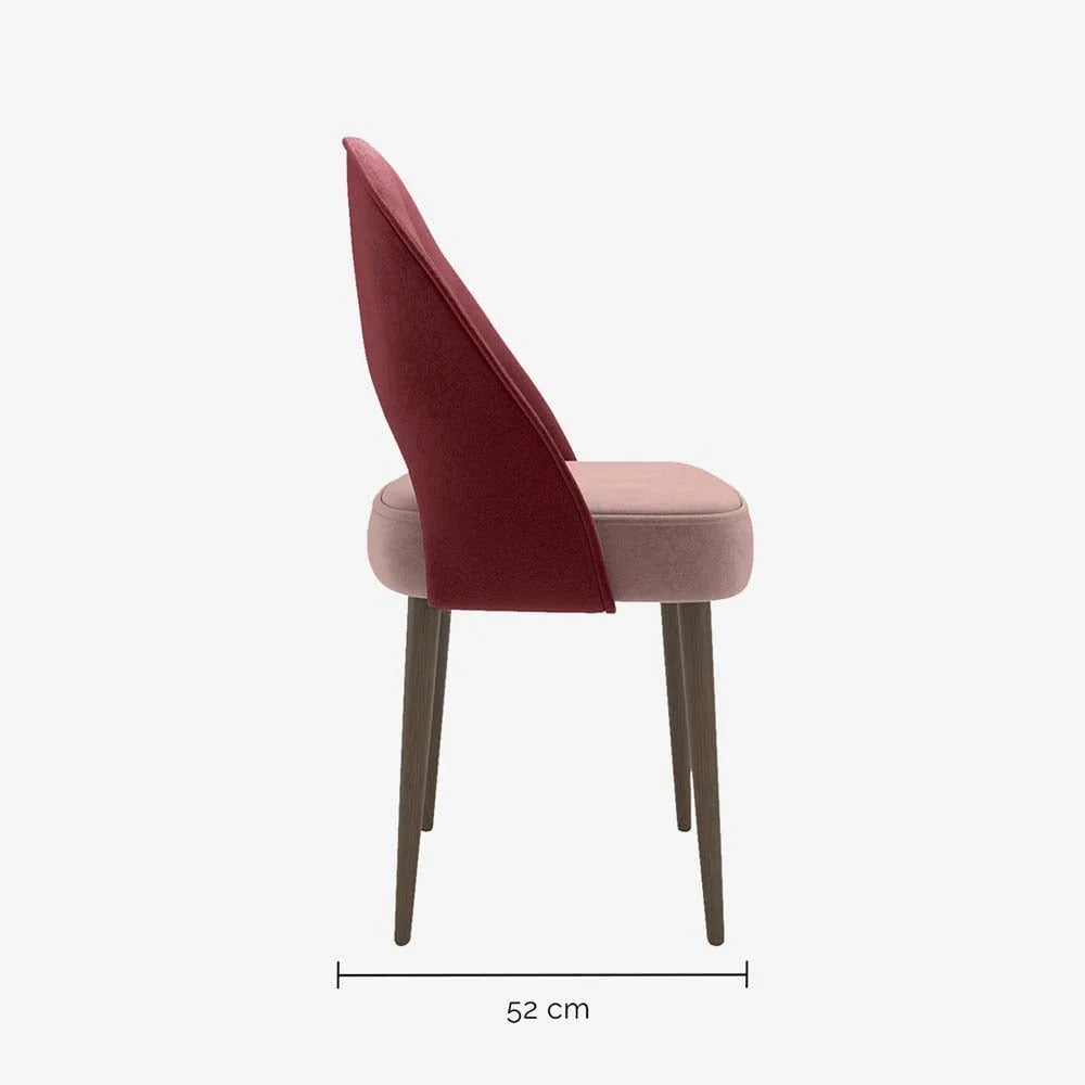 Chaise en velours bicolore rouge et rose