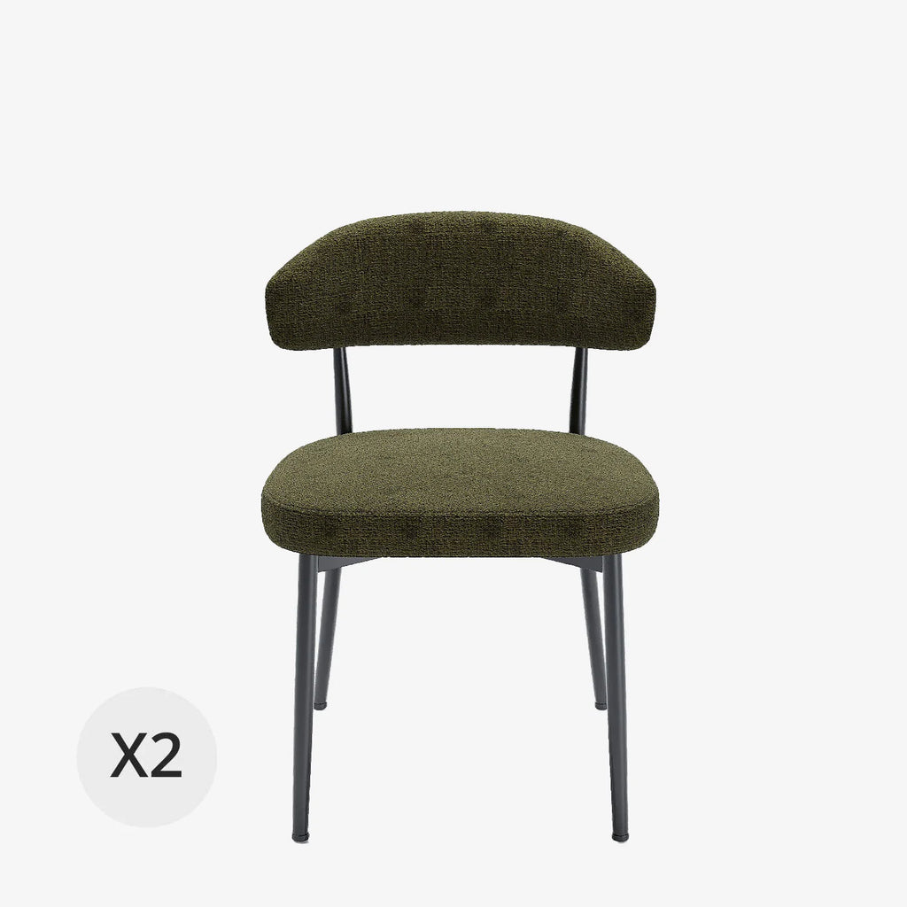 Lot de 2 chaises de salle   manger en velours vert & m tal noir Mona