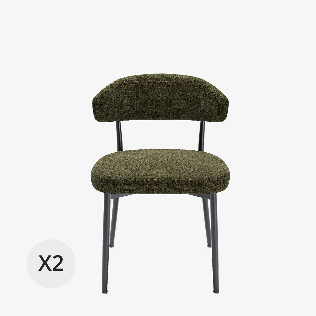 Lot de 2 chaises de salle   manger en velours vert & m tal noir Mona
